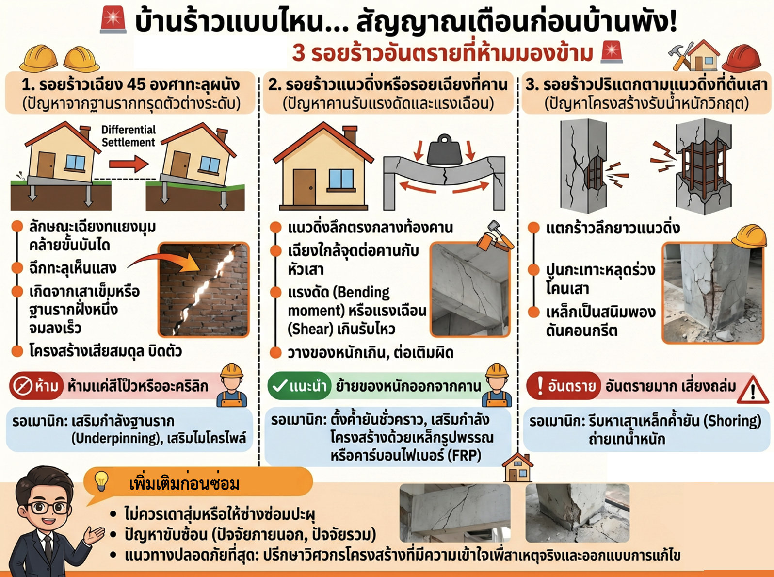 รวมลักษณะรอยร้าวอันตรายในบ้านที่ต้องระวัง